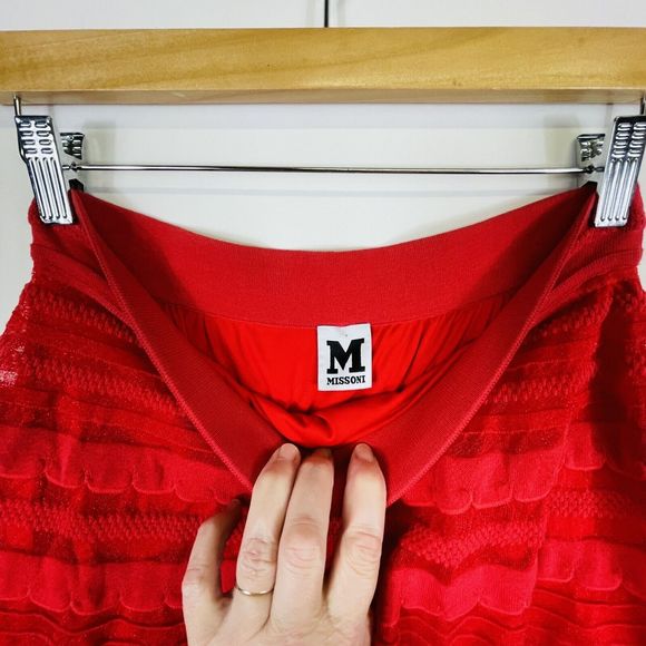 Missoni M Red flared Knit Skirt - size 4 - Picture 6 of 9